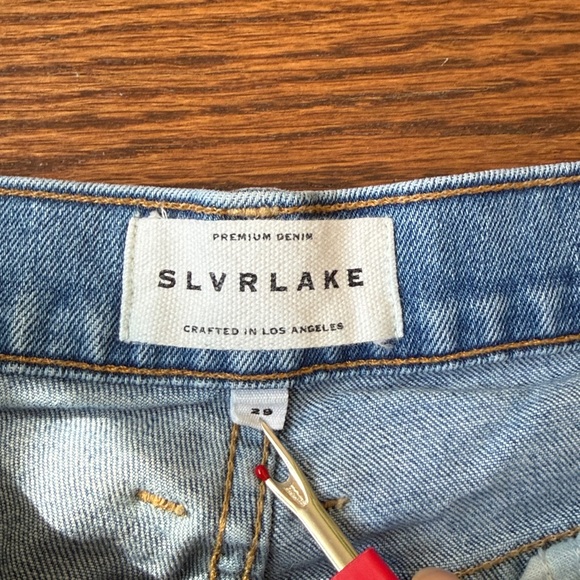 SLVRLAKE Beatnik Ankle Jeans in Pacific Wash Blue High Rise Mom Jeans - Picture 4 of 11